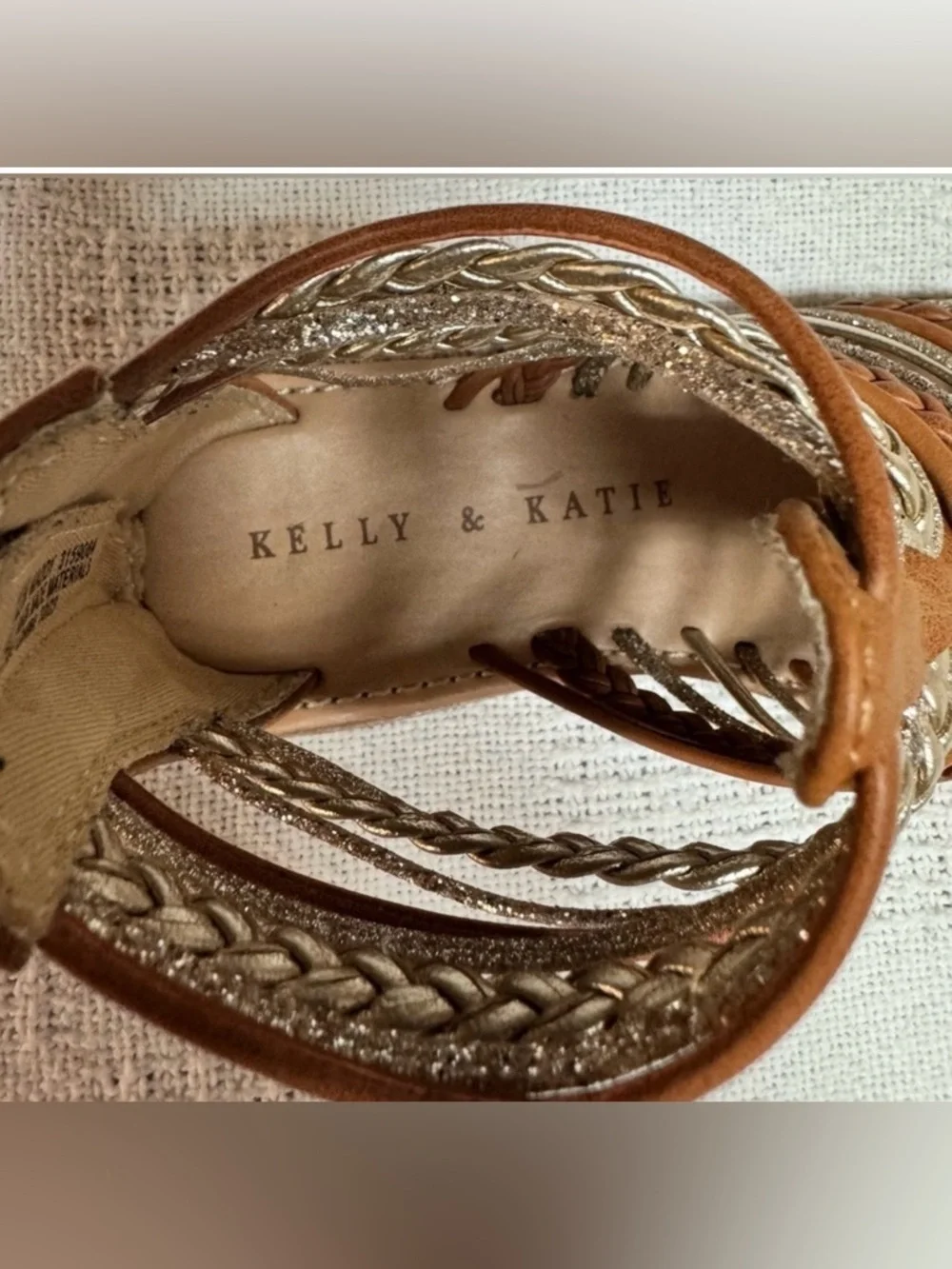 Kids Girls Kelly & Katie Braided Gladiator Sandals in Brown and Gold